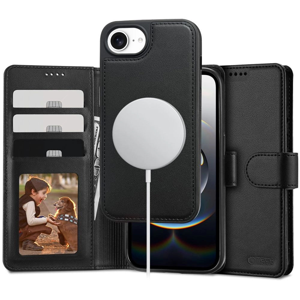 Tech-Protect Wallet MagSafe iPhone 16e Case - Matte sort