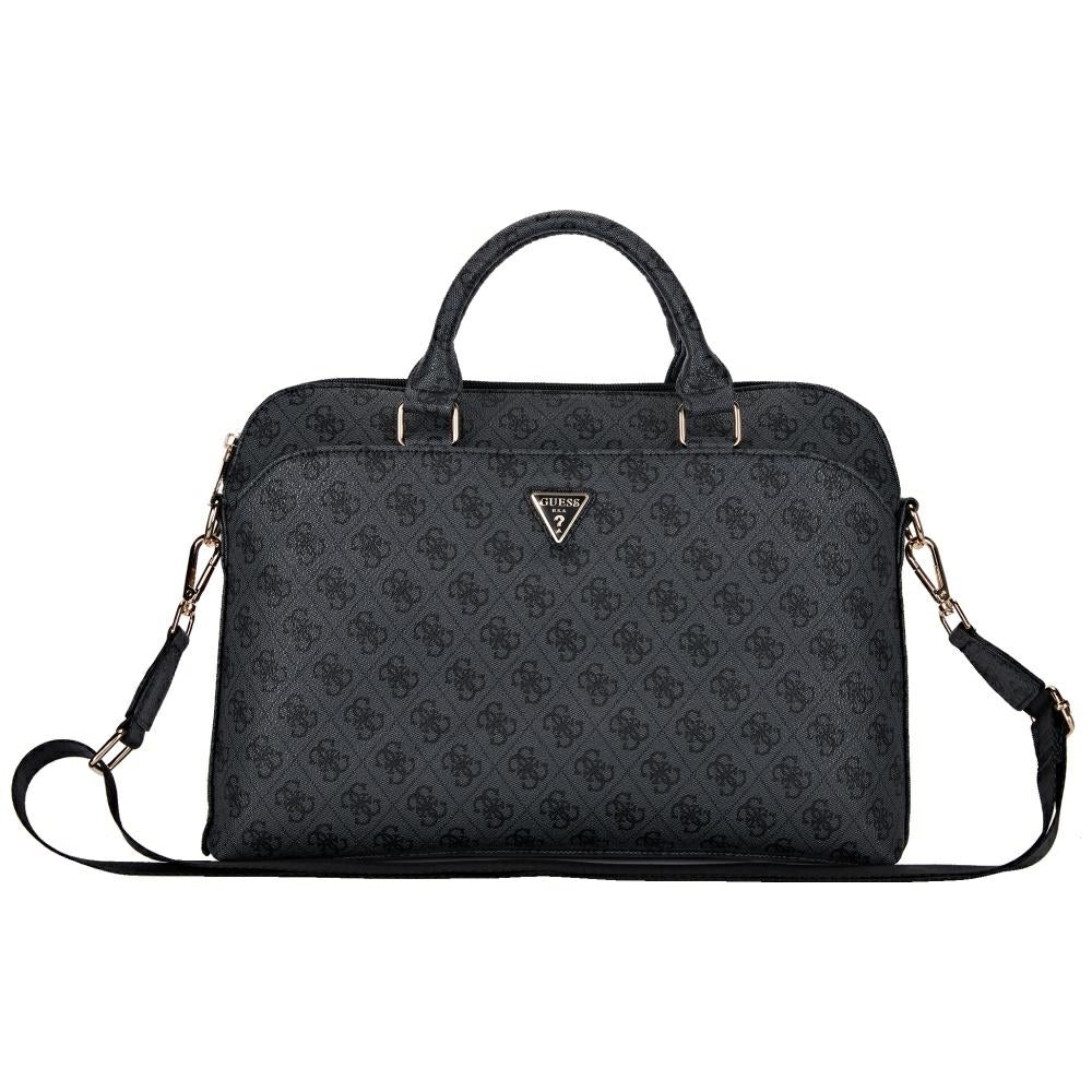 Guess 4G Zipper Pocket Triangle Logo 15" Laptop Bag - sort