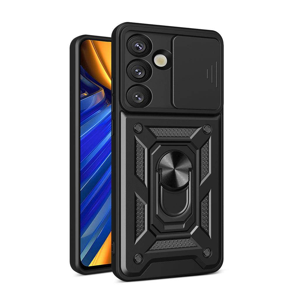 Hybrid Armor Camshield Armored Case med stand og kamera cover til Vivo V50 5G - sort