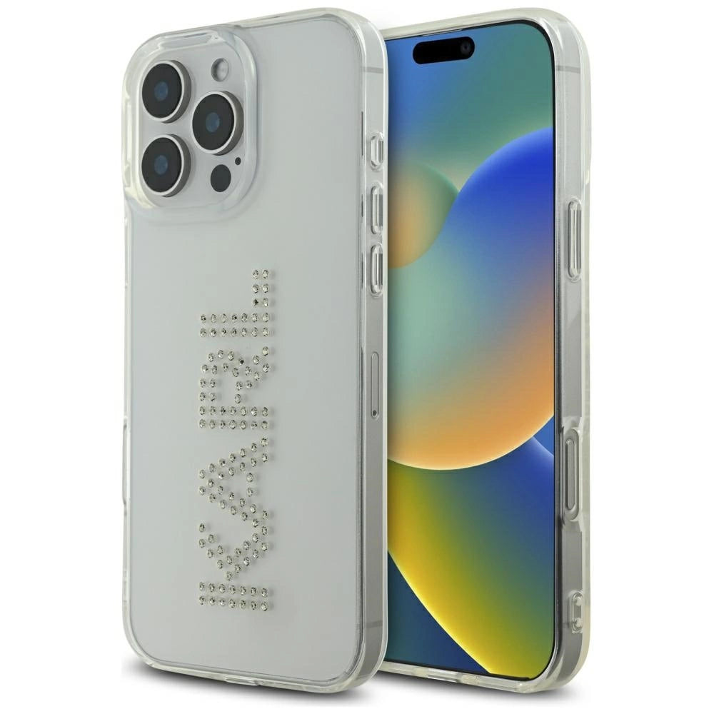 Karl Lagerfeld IML Rhinestones Logo iPhone 16 Pro Case - Clear