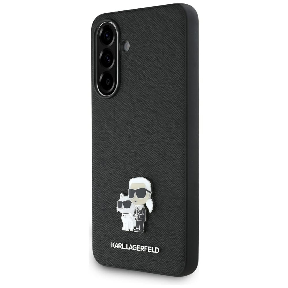 Karl Lagerfeld Saffiano Case w/ K&C Metal Logo for Samsung Galaxy A56 - Black