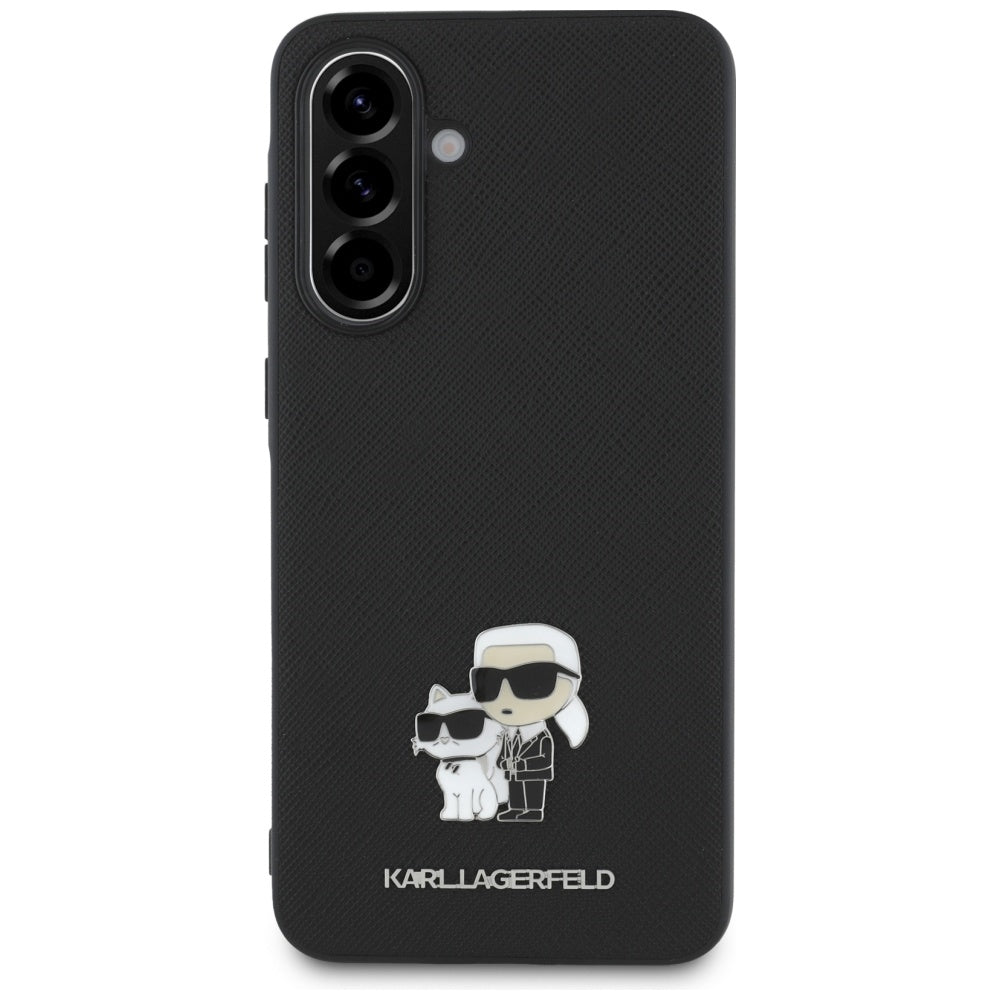 Karl Lagerfeld Saffiano Case w/ K&C Metal Logo for Samsung Galaxy A56 - Black