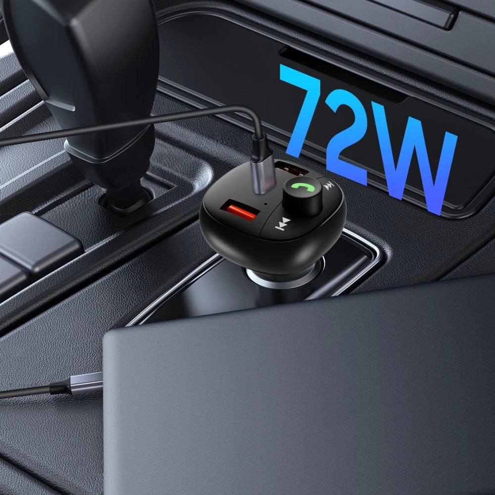 Tech-Protect CC06 3-port PD72W biloplader med sender - sort