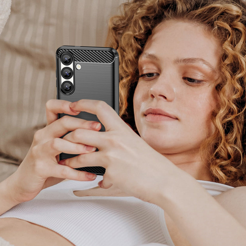 Carbon Case Fleksibel Silikon til Xiaomi Redmi Turbo 4 / Xiaomi Poco X7 Pro - sort