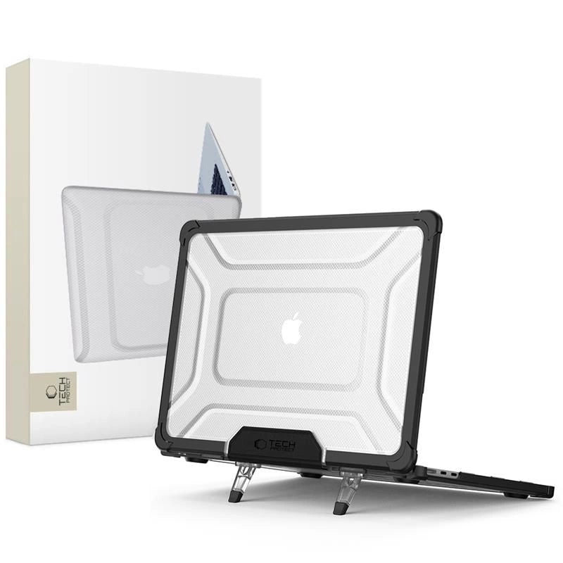 Tech-Protect SmartShell Pro-kasse til MacBook Air 13" 2023-2025 M2 / M3 / M4 - gennemsigtig og sort