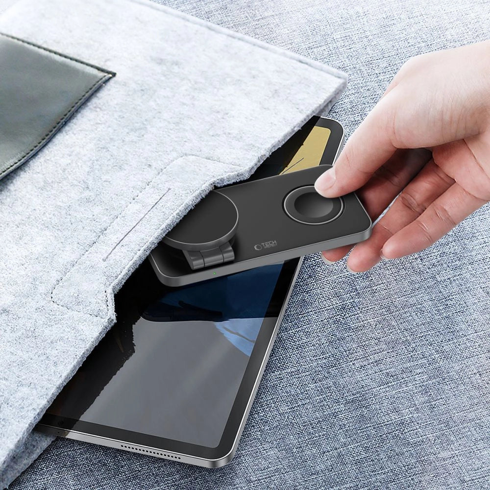 Tech-Protect QI15W-A47 MagSafe 3in1 induktiv oplader + USB-C kabel - sort