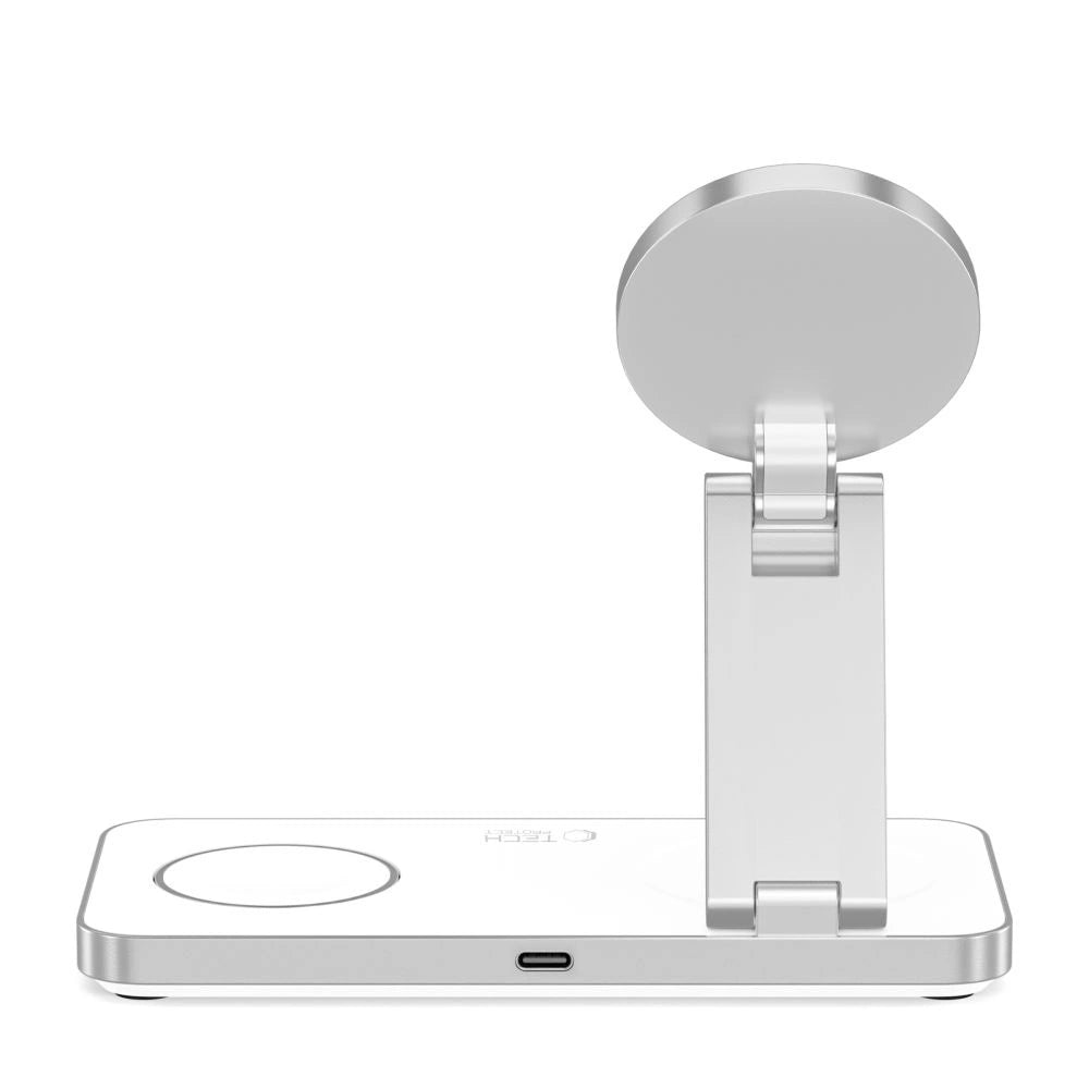 Tech-Protect QI15W-A47 MagSafe 3in1 induktiv oplader + USB-C-kabel - hvid