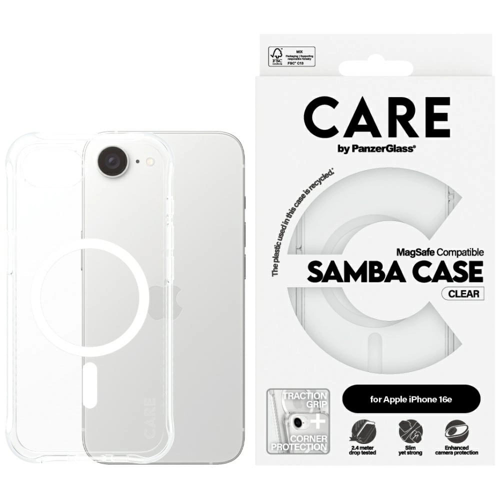 CARE af PanzerGlass Fashion MagSafe iPhone 16e Case - Transparent