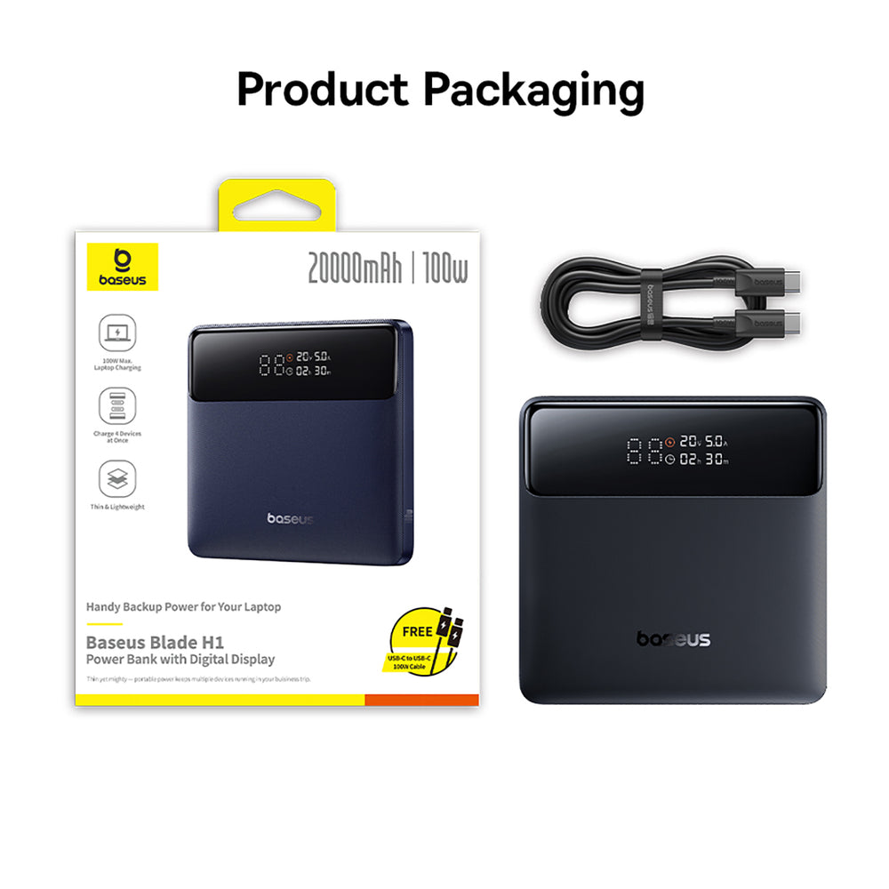 Baseus Blade H1 20000mAh 100W Powerbank with Display - Black