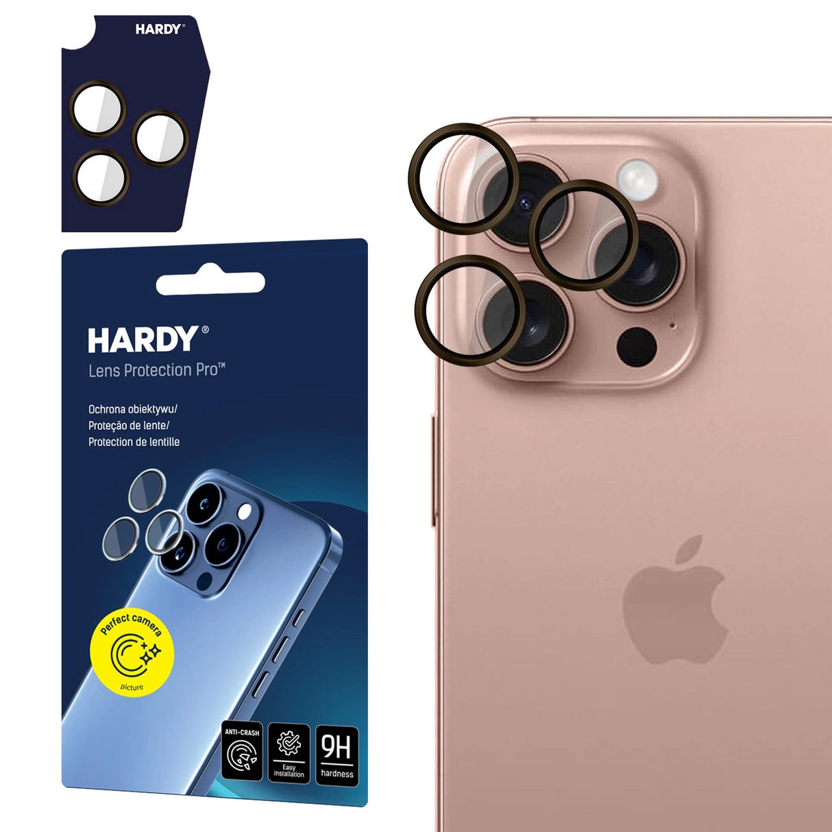 3mk HARDY Lens Protection Pro Glass til Apple iPhone 16 Pro / 16 Pro Max - Brunt