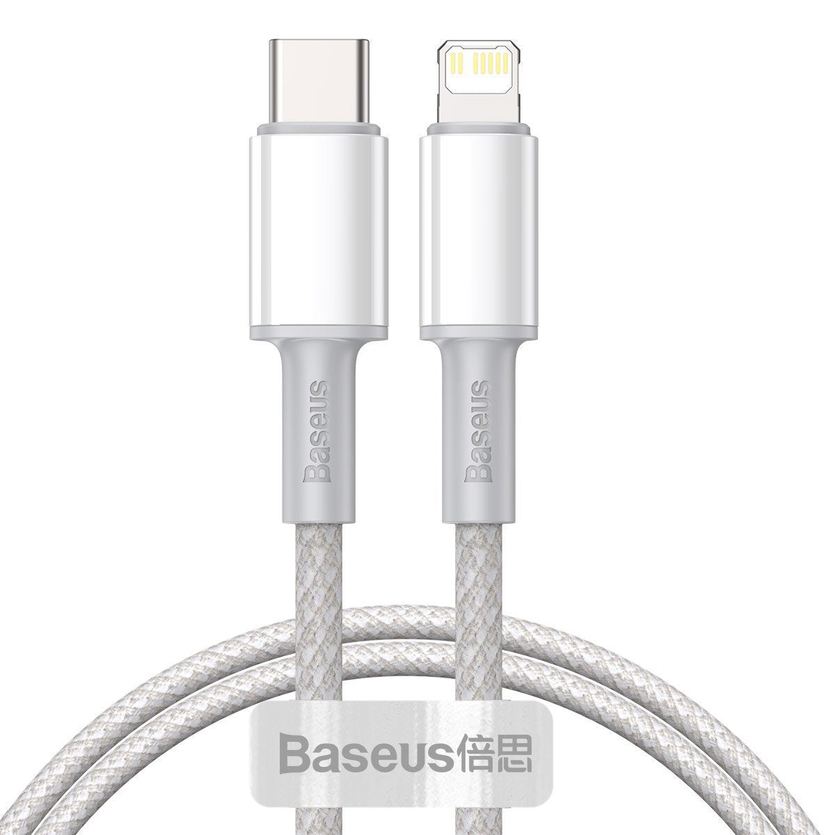 Baseus High Density Braided Cable Type-C til Lightning, PD, 20W, 1m (hvid)
