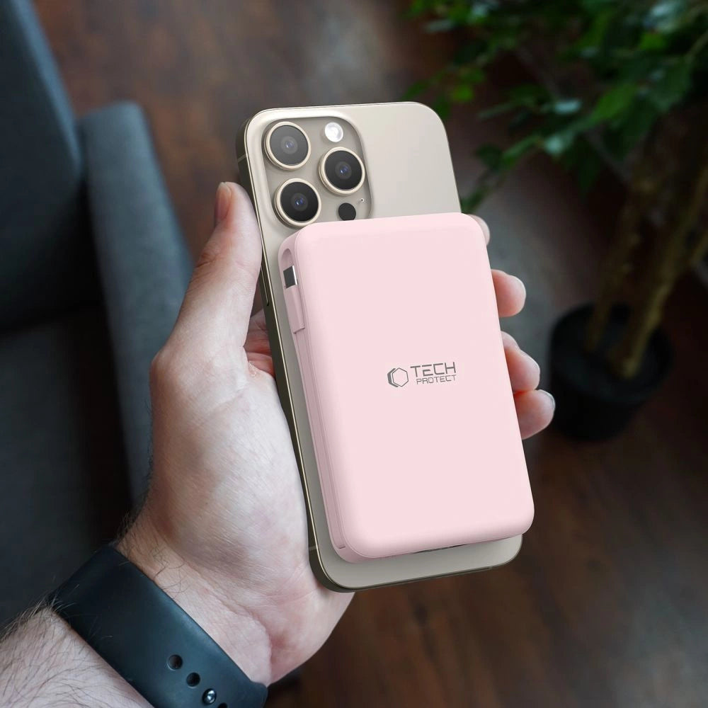 Powerbank Tech-Protect PB31 LifeMag MagSafe 10000 mAh - lyserød