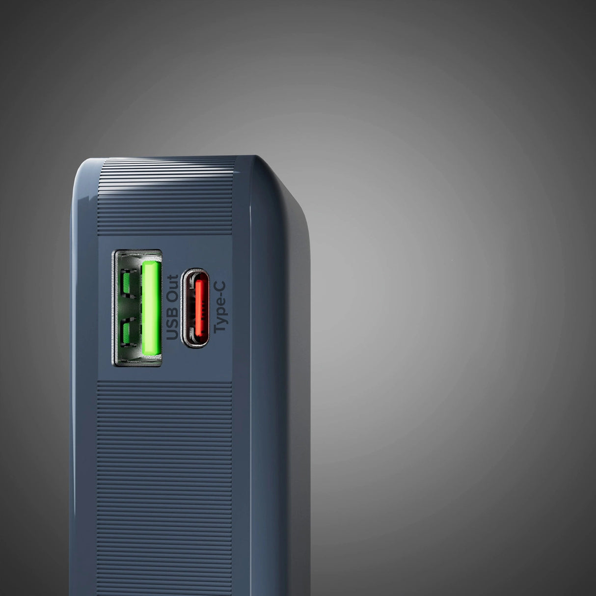 Powerbank SBS 10000 mAh 20W med indbygget USB-C-kabel og digital skærm - mørkegrå