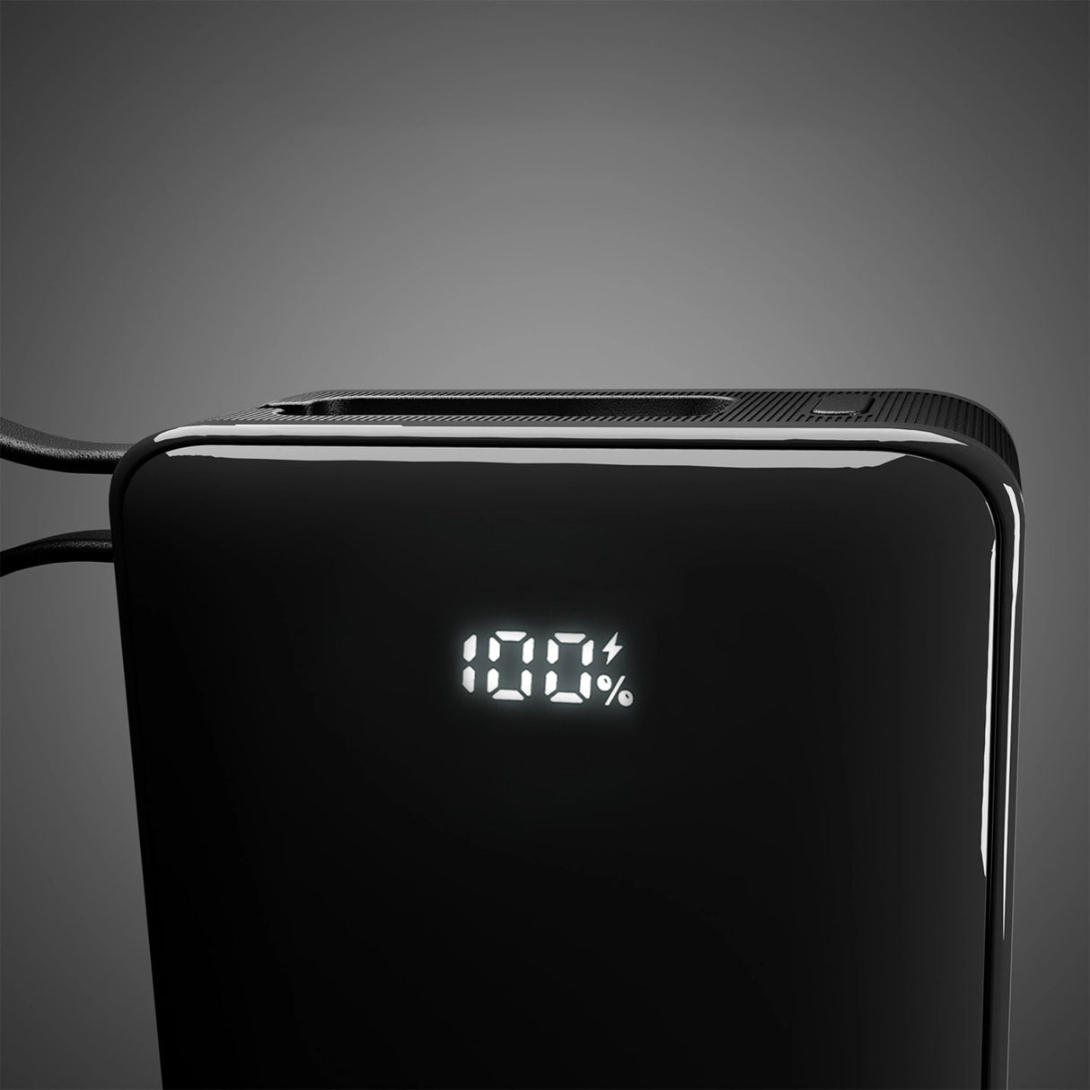 Powerbank SBS 20000 mAh 20W med indbygget USB-C-kabel og digital skærm - sort