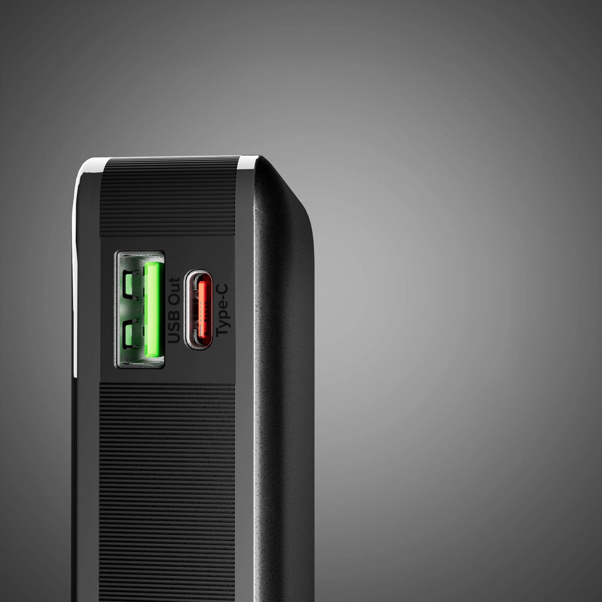 Powerbank SBS 10000 mAh 20W med indbygget USB-C-kabel og digital skærm - sort