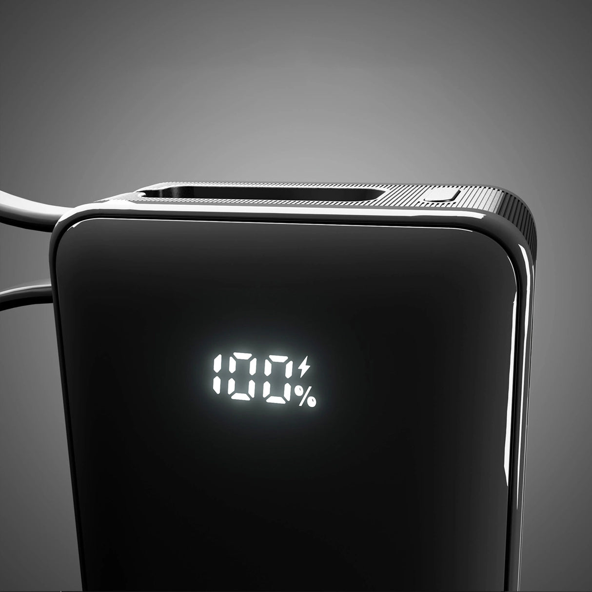 Powerbank SBS 10000 mAh 20W med indbygget USB-C-kabel og digital skærm - sort