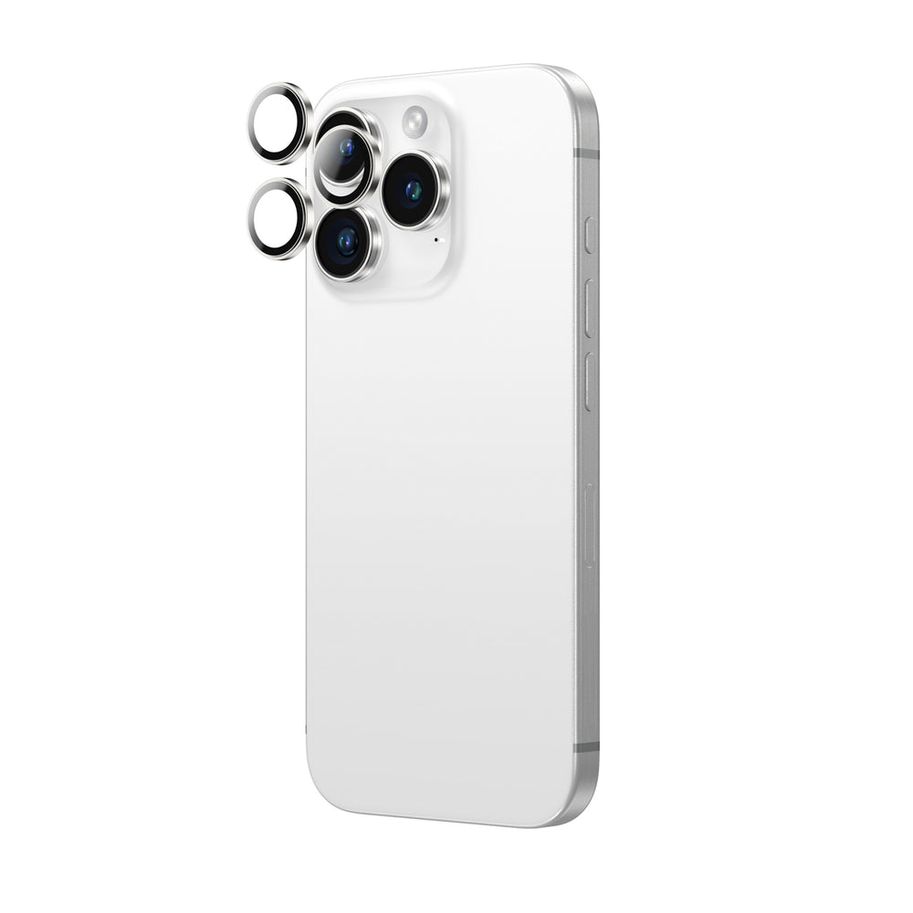 AmazingThing AR Aluminium 3 Lens Glass med Kamera Lens Frame til iPhone 16 Pro / 16 Pro Max - Silver