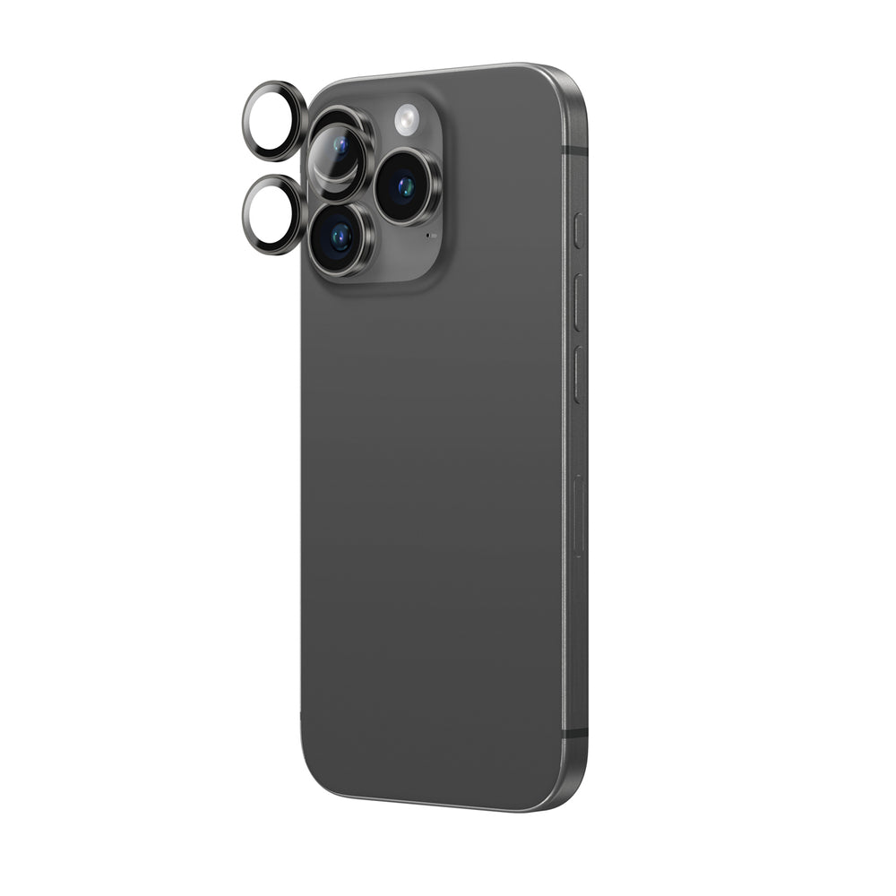 AmazingThing AR Aluminium 3 Lens Glass med Kamera Lens Frame til iPhone 16 Pro / 16 Pro Max - sort