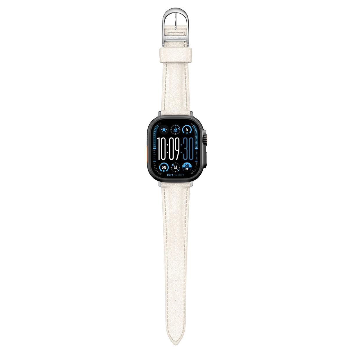 AmazingThing Class Band Læderrem til Apple Watch 45 / 46 / 49 mm - Lys beige