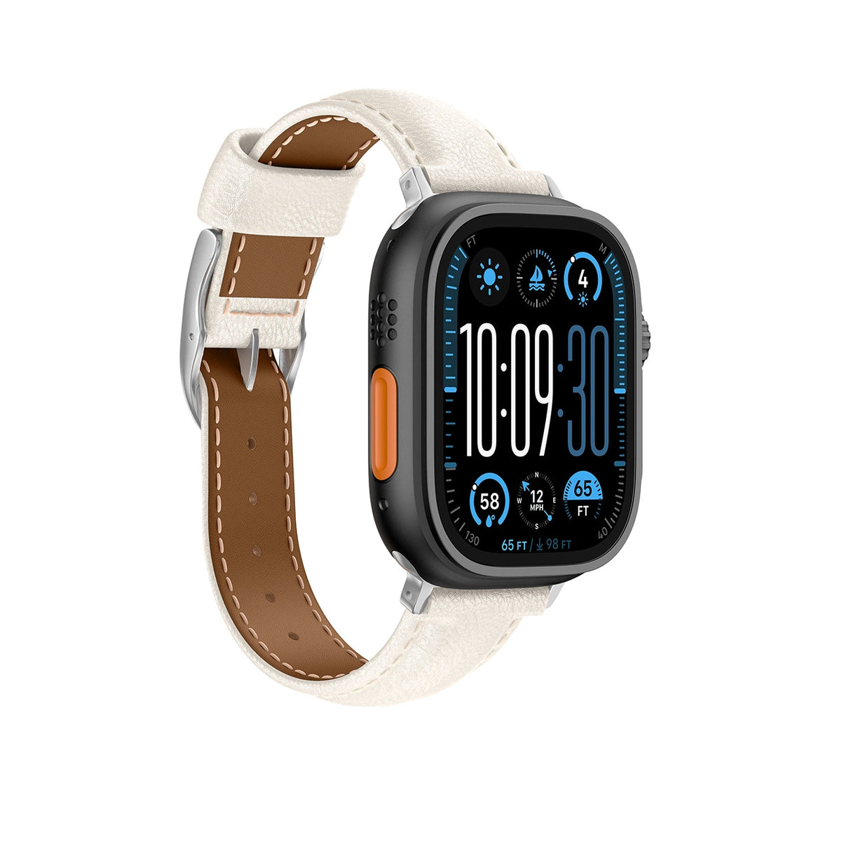 AmazingThing Class Band Læderrem til Apple Watch 45 / 46 / 49 mm - Lys beige