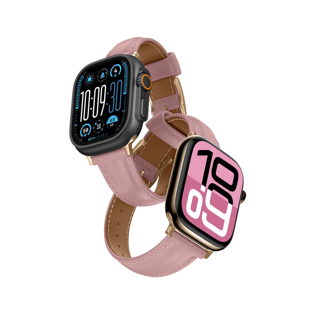 AmazingThing Class Band Læderrem til Apple Watch 45 / 46 / 49 mm - Pink