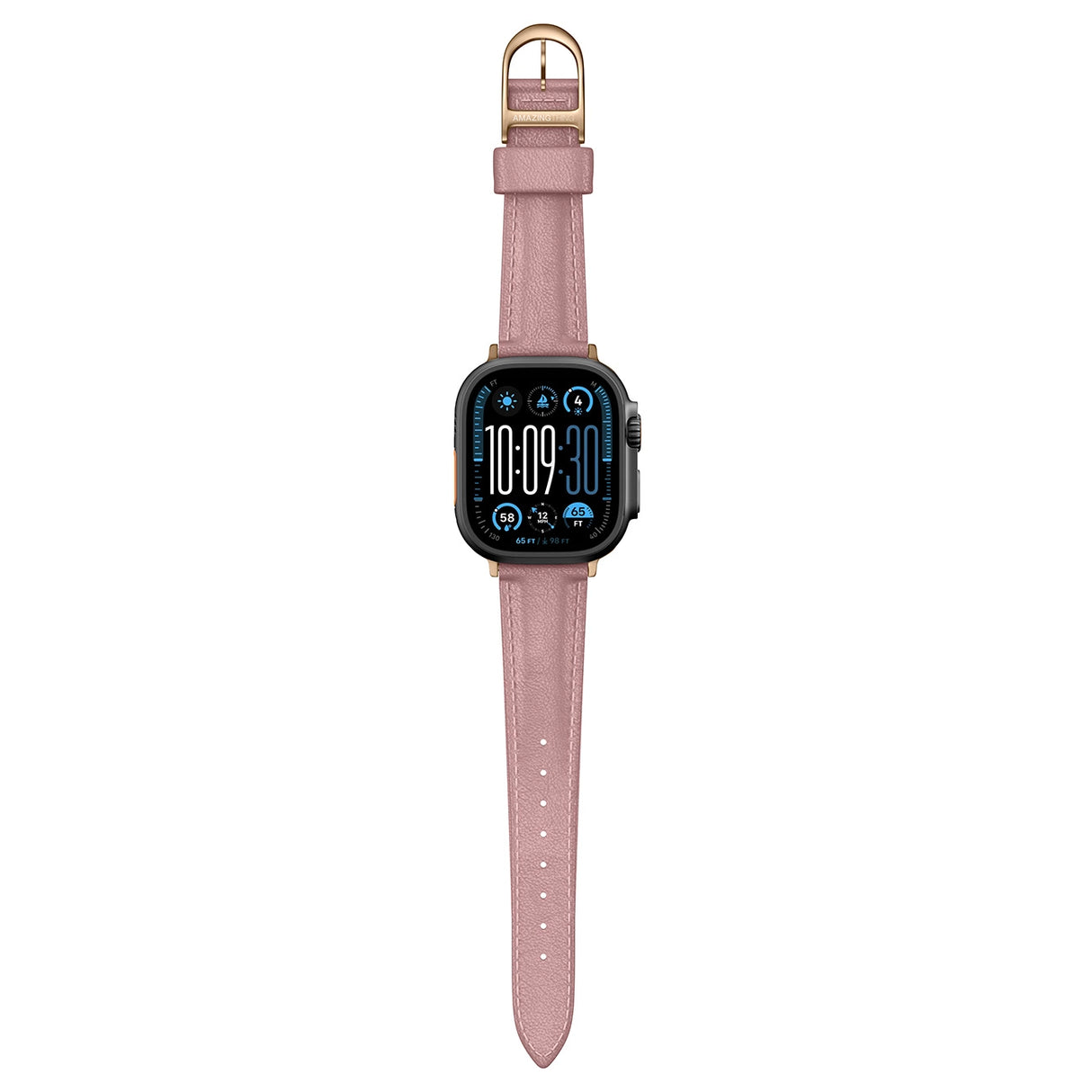 AmazingThing Class Band Læderrem til Apple Watch 45 / 46 / 49 mm - Pink