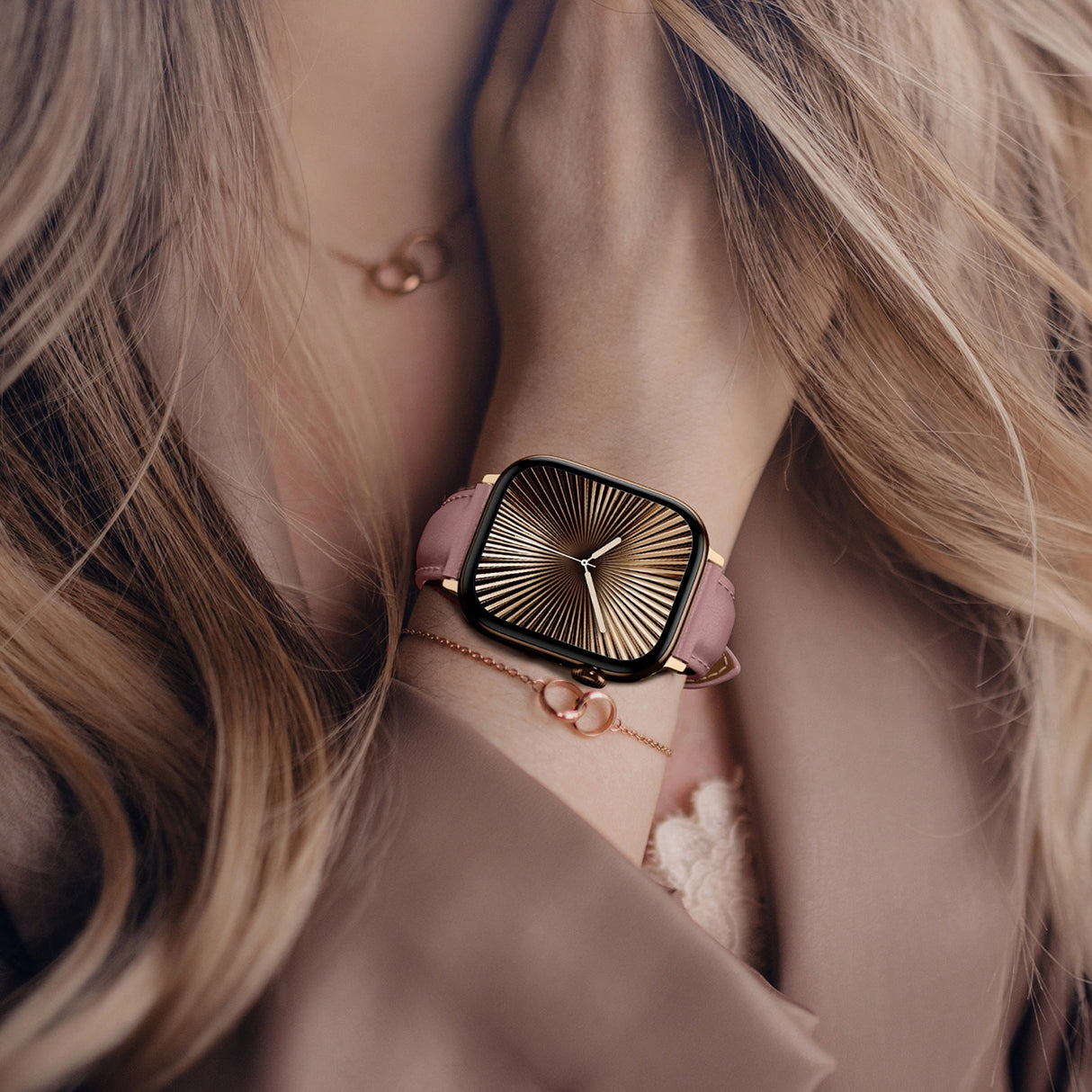 AmazingThing Class Band Læderrem til Apple Watch 45 / 46 / 49 mm - Pink