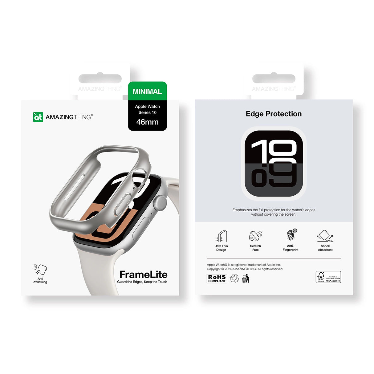 AmazingThing Minimal Case til Apple Watch 46mm sølv