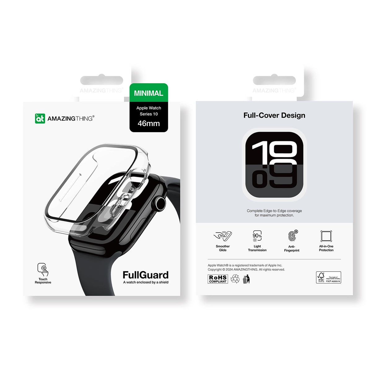 AmazingThing Radix Glass Case til Apple Watch 46mm - Clear