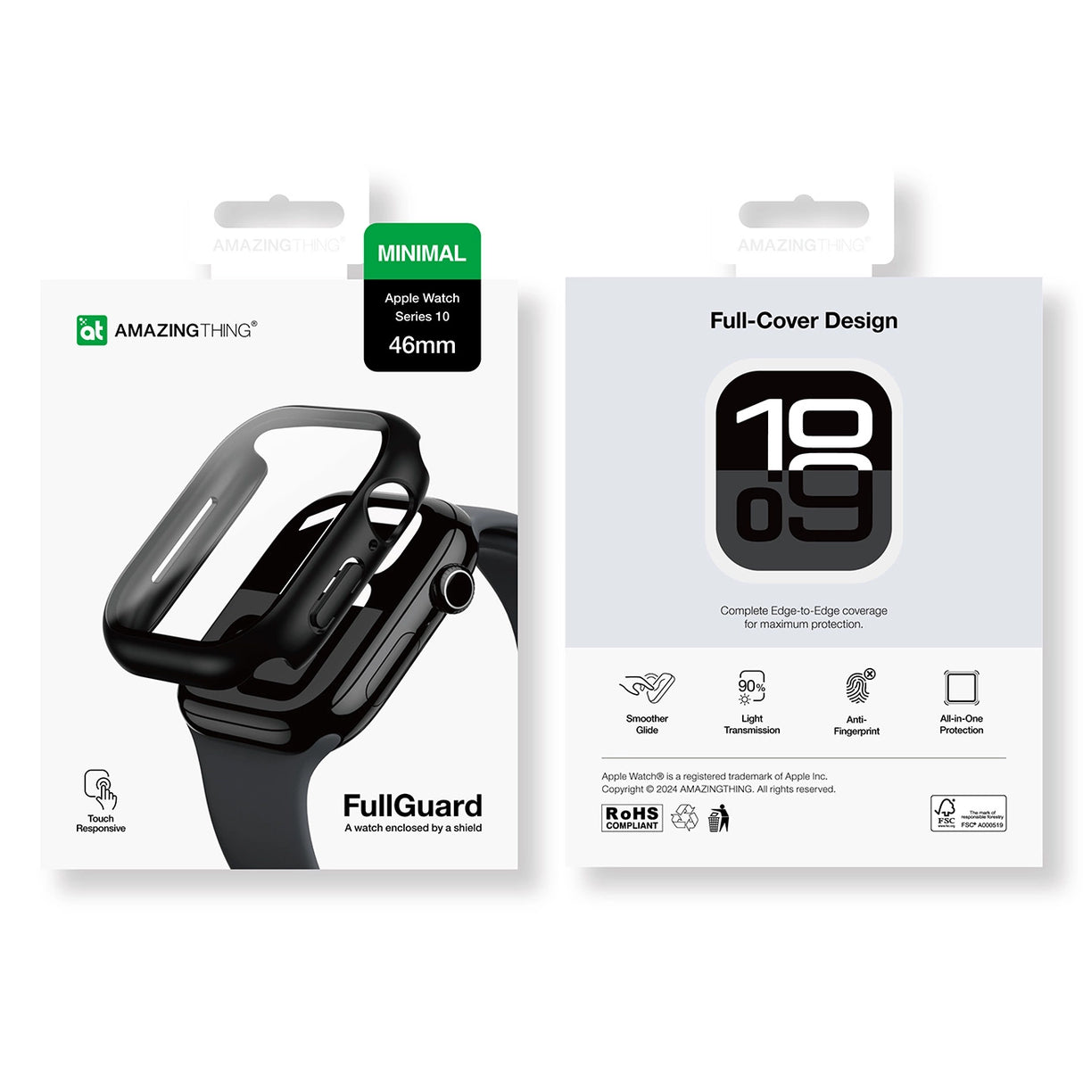 AmazingThing Radix Glass Case til Apple Watch 46mm Sort