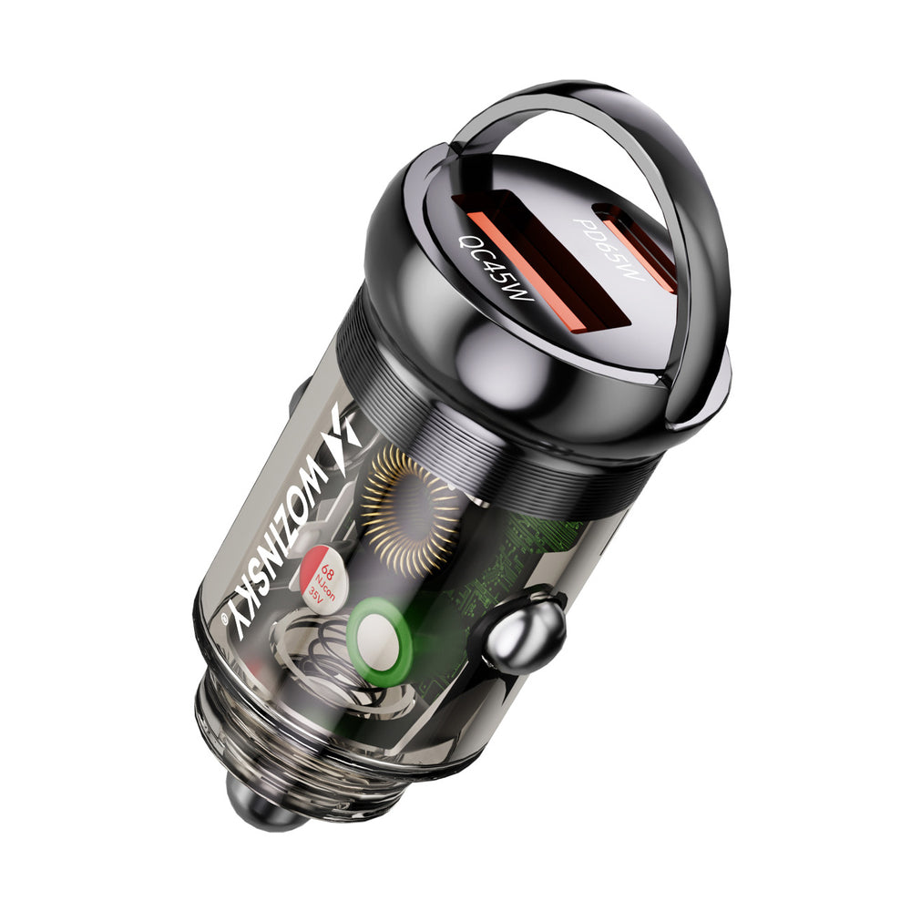 Wozinsky 65W Biloplader USB-C PD 65W / USB-A 45W QC 3.0 - sort