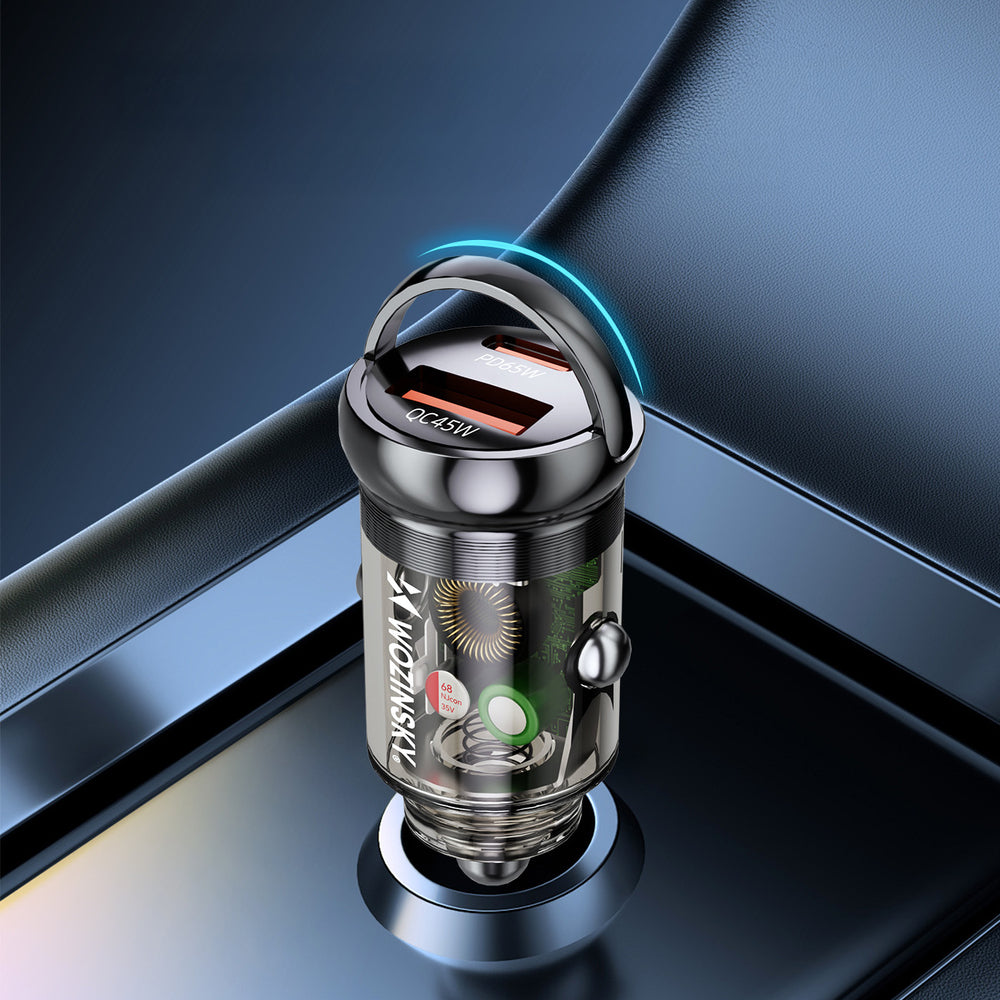 Wozinsky 65W Biloplader USB-C PD 65W / USB-A 45W QC 3.0 - sort