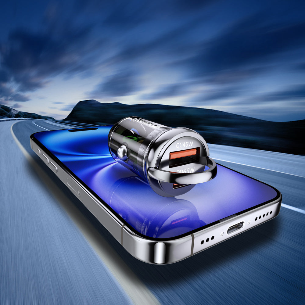 Wozinsky 65W Biloplader USB-C PD 65W / USB-A 45W QC 3.0 - sort