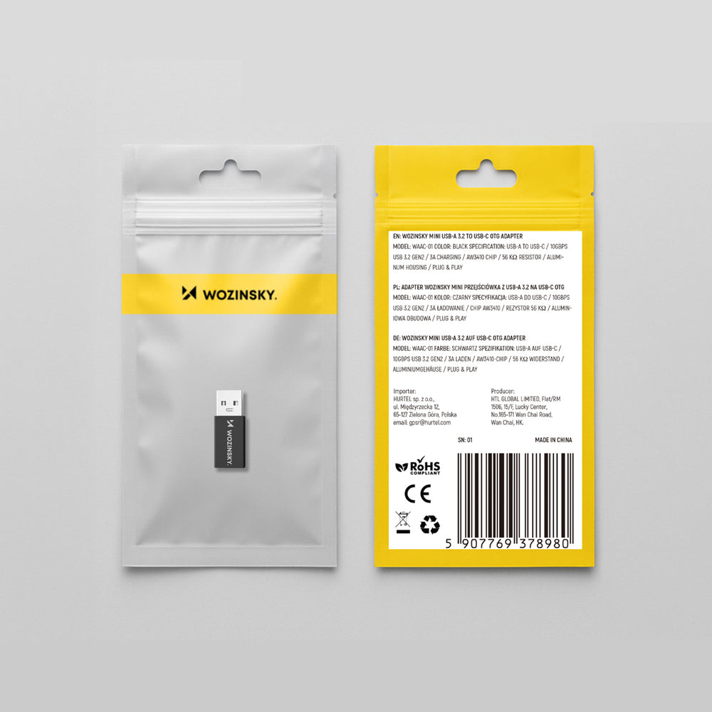 Wozinsky WAAC-01 USB-A - USB-C OTG-adapter - sort