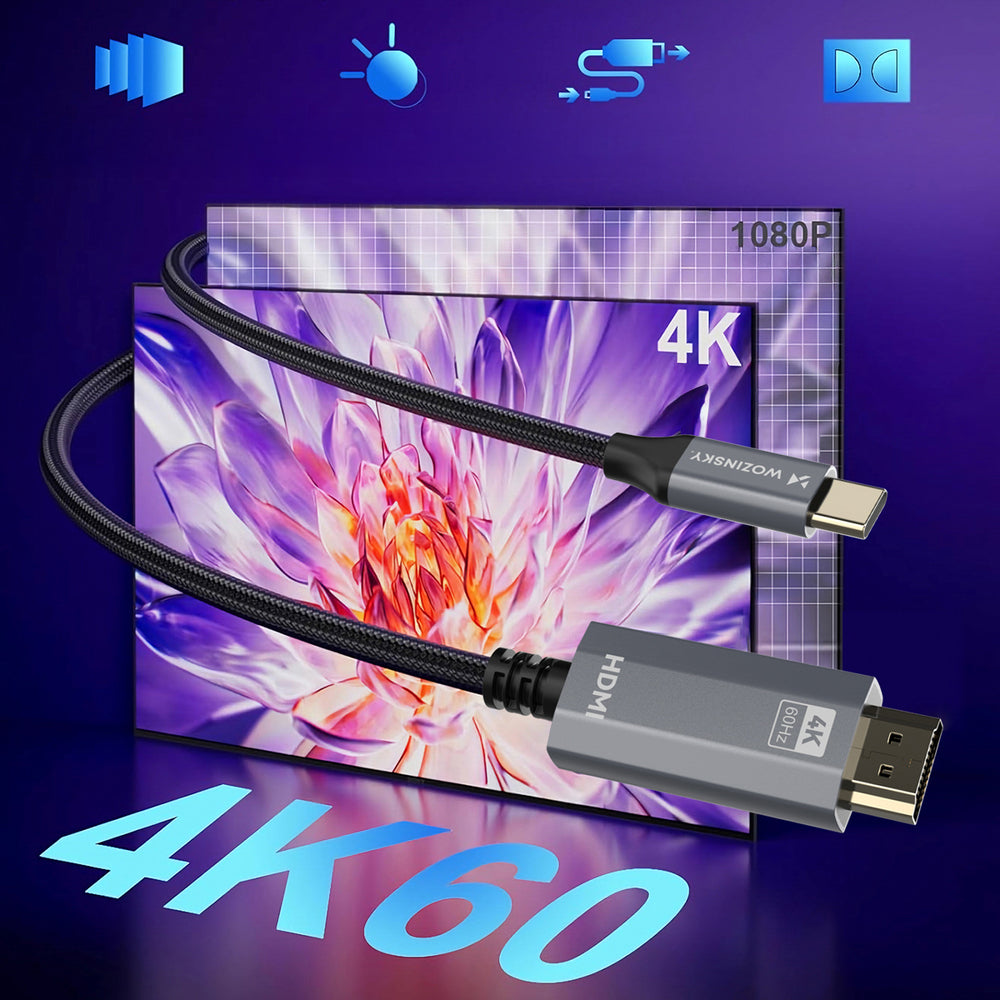 Wozinsky WCCH-01 USB-C - HDMI 4K 60Hz kabel 1,8 m - sort