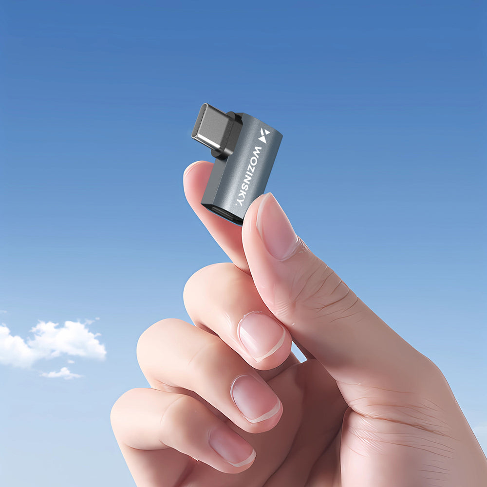 Wozinsky WPKB-01 USB-C - USB-C 40Gb/s 240W 8K OTG Side Angled Adapter - Grå