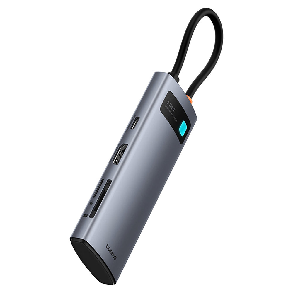 Baseus Metal Gleam 7in1 HDMI 4K 60Hz USB-C Hub / 3x USB 3.0 / USB-C PD / SD / microSD - Gray