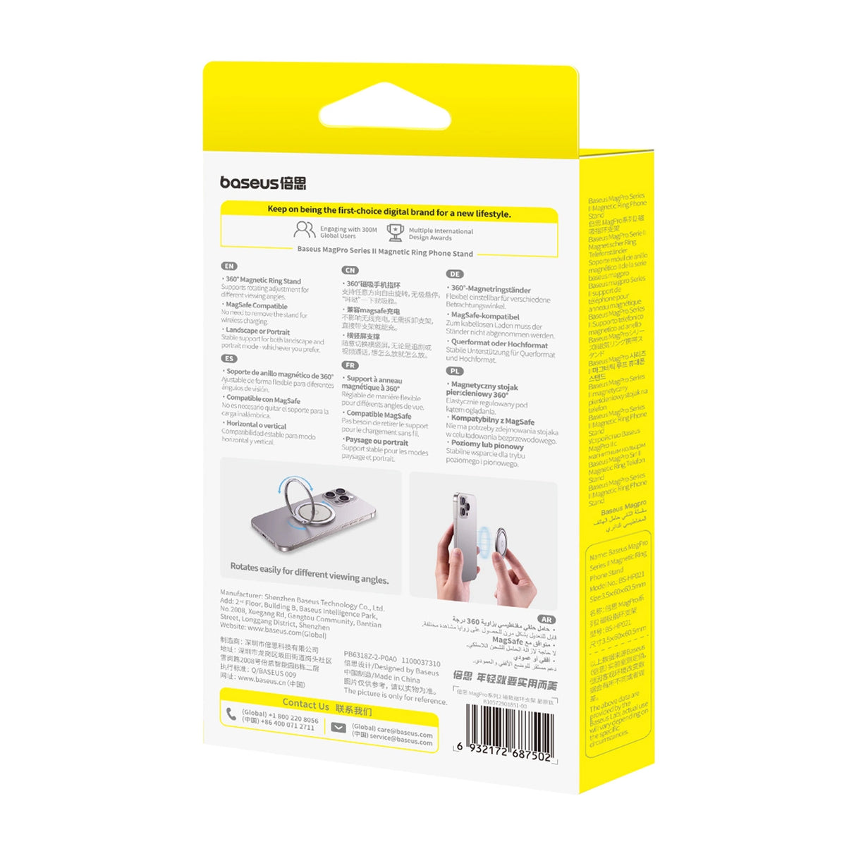 Baseus MagPro II Magnetisk Ring med Stand Function - Titanium