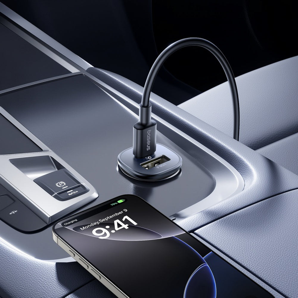 Baseus GoTrip USB-C / USB-A 30W Car Charger - Black