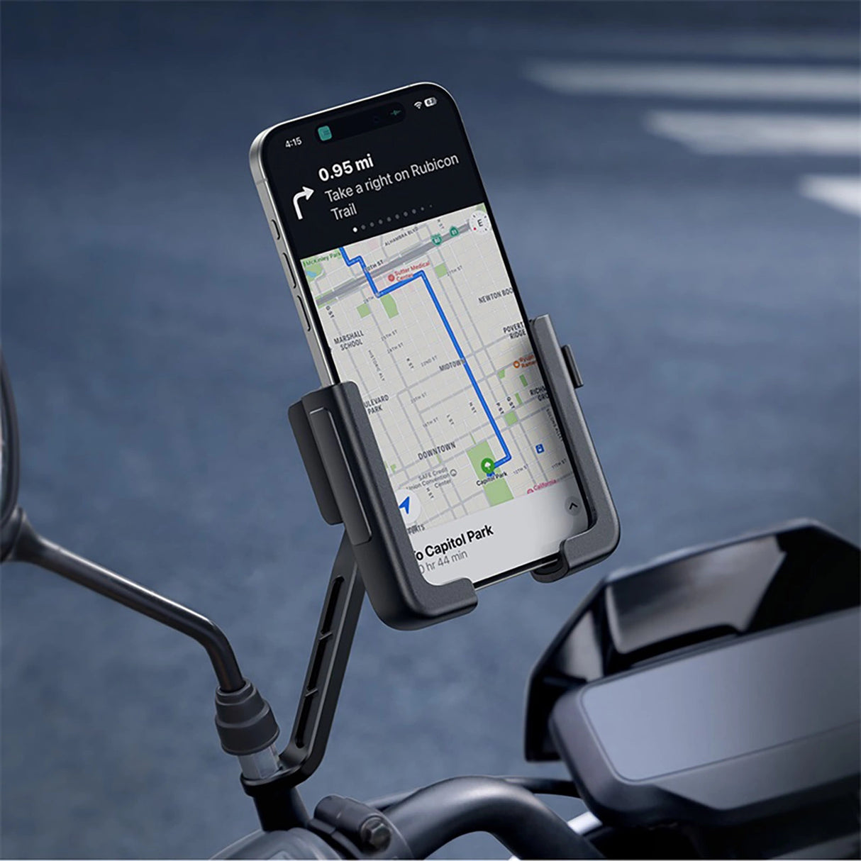 Baseus GoTrip Motorcycle Phone Holder for Mirror, with Shock Absorption - Black