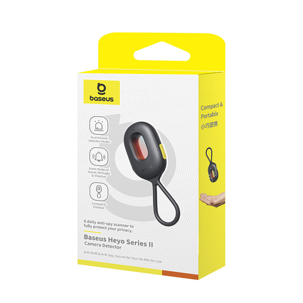 Baseus Heyo Series II Hidden Camera Detector with Alarm and Mini Flashlight + Baseus Simple USB-A - USB-C Cable - Black