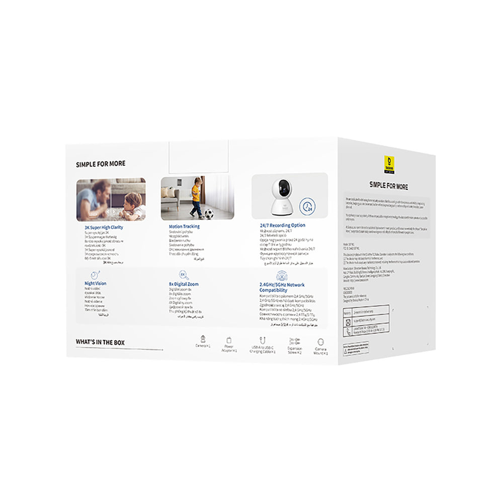 Baseus Security P1 3K Indekamera (EU-version) - hvid