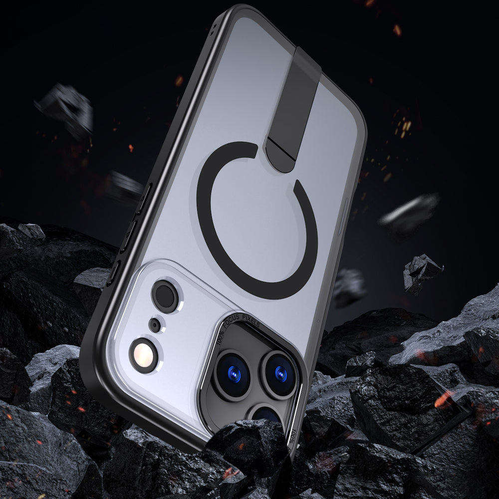 Hybrid Armor X-foder for iPhone 17 Pro med MagSafe-kompatibel stand - sort