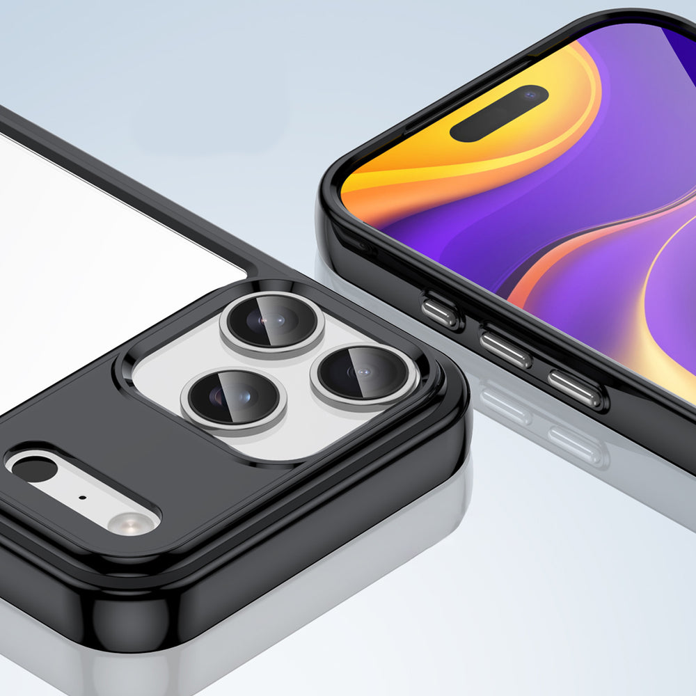 Udefra Space Case til iPhone 17 Pro - sort gennemsigtig