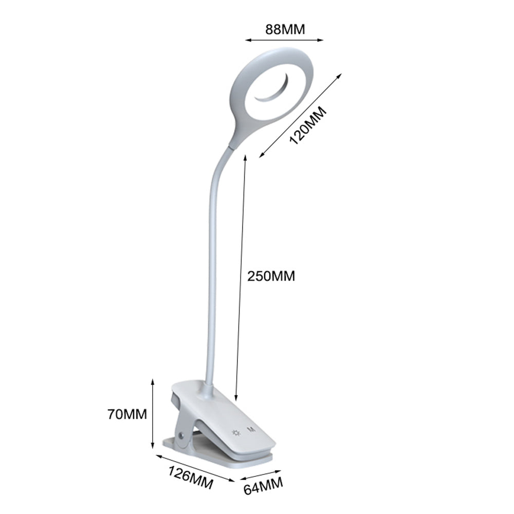 Mini Wozinsky trådløs LED-læslampe med Clip + USB-C-kabel - hvid