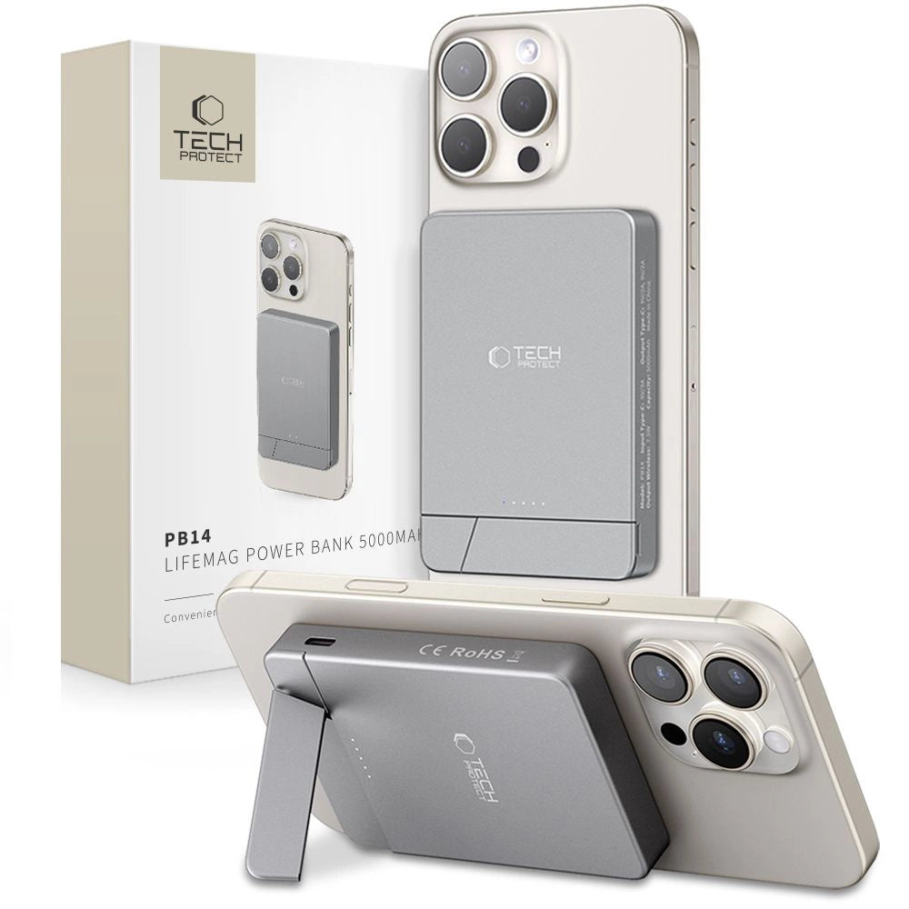 Powerbank Tech-Protect PB14 LifeMag MagSafe 5000 mAh - grå