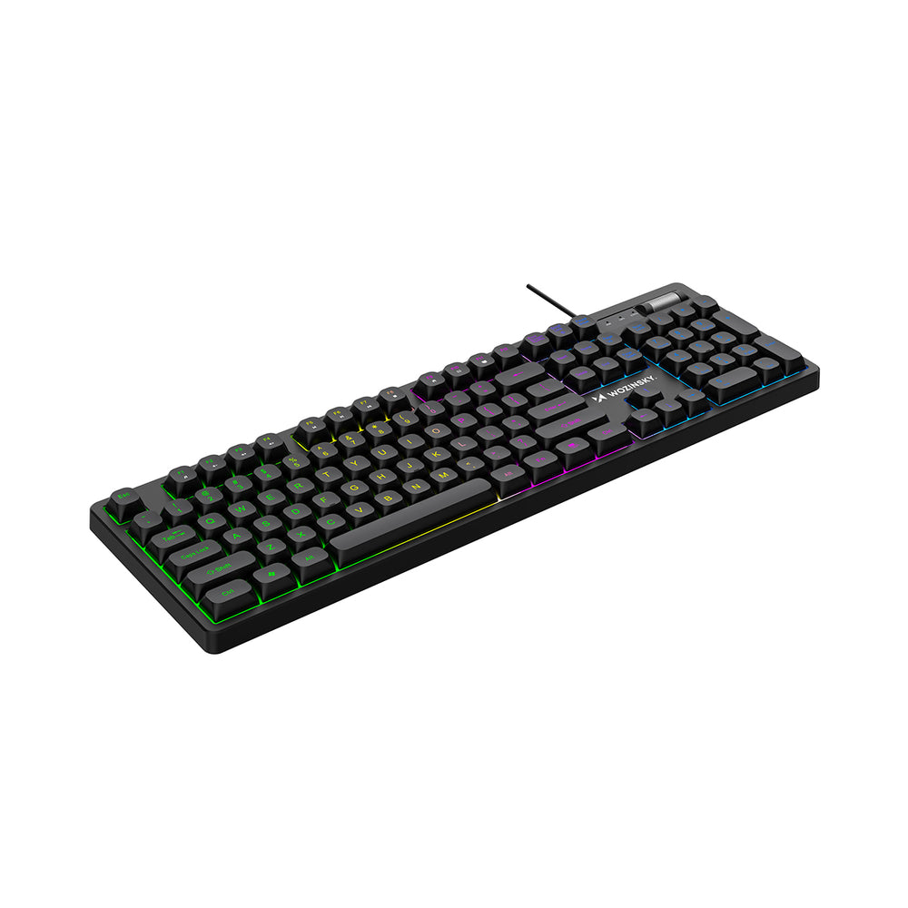 Wozinsky WKG-200 rainbow membran gaming tastatur med rullehjul - sort