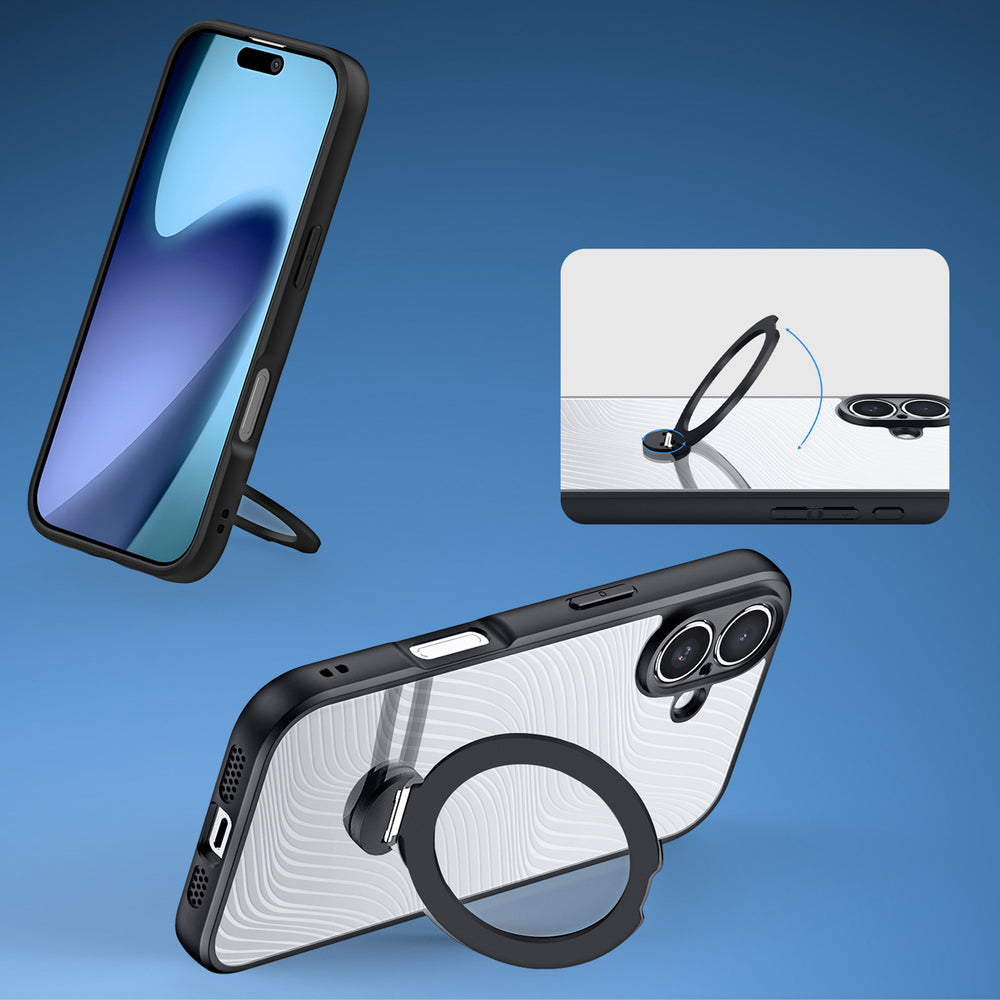 Dux Ducis Aimo Mag Case med magnetisk ring og stativ til iPhone 17 Sort