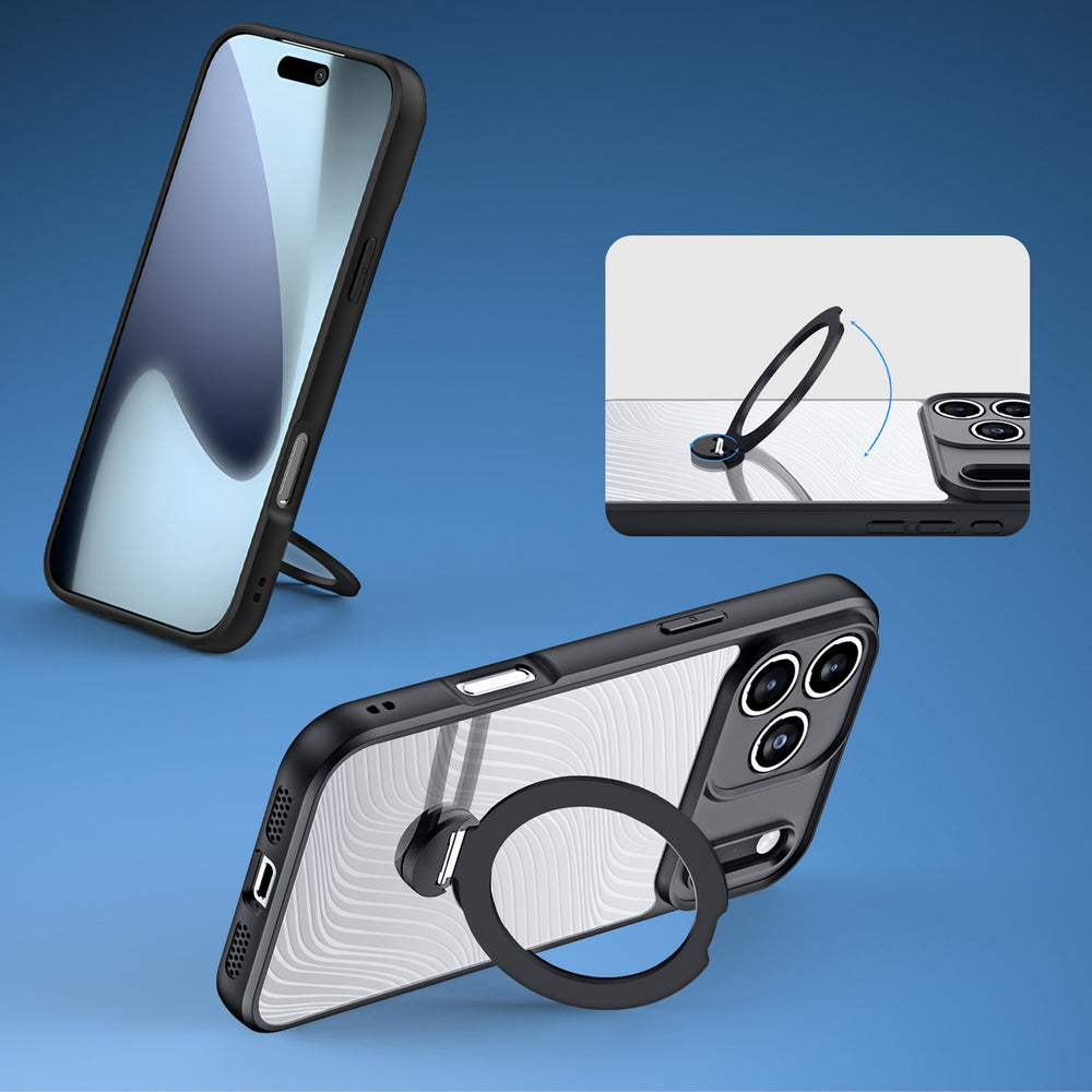 Dux Ducis Aimo Mag Case med magnetisk ring og stativ til iPhone 17 Pro Max - sort
