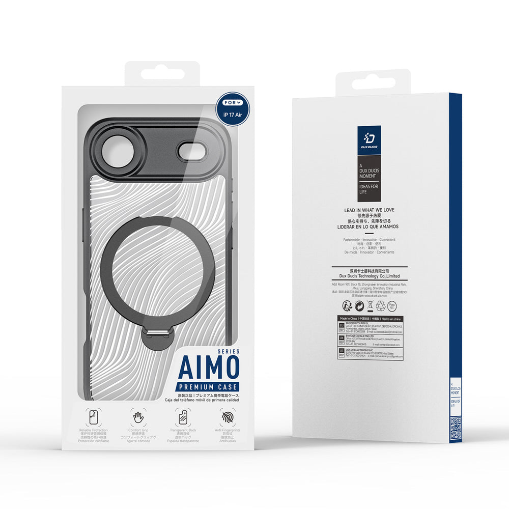 Dux Ducis Aimo Mag Case med magnetisk ring og stativ til iPhone 17 Air Sort